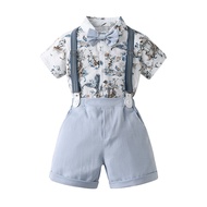 Baby Boss Outfit for Boy 1-7 Years Old Fashion Gentleman Suit Boy Kids Outfit Suspender Pants Bow Ti