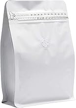 100 Pieces 8oz/0.5lb White Kraft Paper Coffee Bags, Stand Up Coffee Pouches with One Way Degassing V