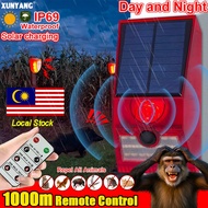 【1000m Remote Control】Solar Alarm Sensor Monkey Repellent Home Outdoor Security Siren Alarm for Anim