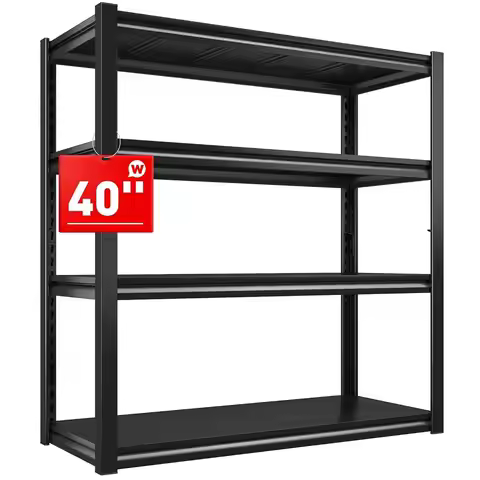 40" W Garage Shelving, Storage Shelves 56.9" H, Metal Shelving Heavy Duty Load 1600LBS, Adjustable M