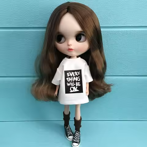 Fashion Blythe clothes Handmade White Long T-shirt Suitable for Blyth, OB24, Licca, 1/6 Dolls, OB24 