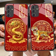 Case for SAMSUNG A15, A25 5G, A35 5G, A55 5G with 12 zodiac animal design CNY 2026, tempered glass b
