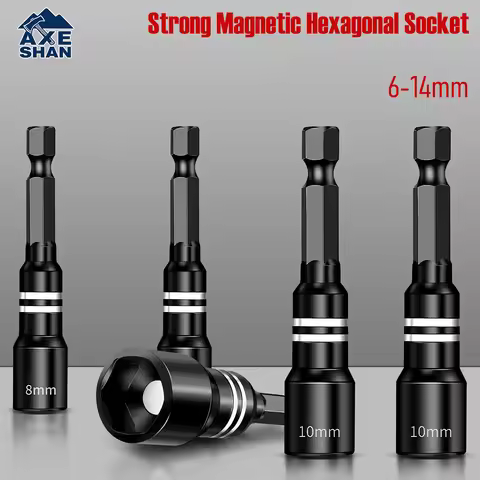 Strong Magnetic Hex Socket Bit CR‑V Steel 1/4 Inch Hex Shank 6‑14mm for Electric Drill Pneumatic Scr