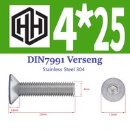 Flat L Bolt M4 x 25 Verseng Flat Head Hex Stainless Steel BV425