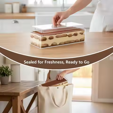 Rectangular Acrylic Tiramisu Box Transparent Stackable Dessert Container for Home Baking Wedding Des