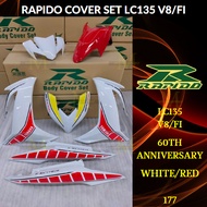 RAPIDO BODY COVER SET YAMAHA LC135 V8 FI 60TH ANNIVERSARY (177) - WHITE RED  (STICKER TANAM/AIRBRUSH