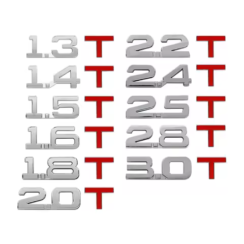 3D Metal Car Trunk Engine Displacement Emblem Badge Decal Stickers 1.3T 1.4T 1.5T 1.6T 1.8T 2.0T 2.2