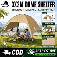WTHB 3x3M Dome Shelter 2.1M Tall Khemah Camping 4-6 Person Portable Waterproof UV Sunshade Family Pi