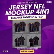 TRENDING MOCKUP 4 in 1 NFL Jersey mockup in PSD files | Tshirt Mockup | 3D sublimation Mockup