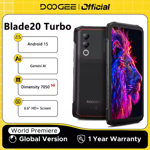 DOOGEE Blade20 Turbo 5G Rugged Phone Android 15 Gemini Al Smartphone 6.6'' HD+ 8+24GB 256GB AI Dual 