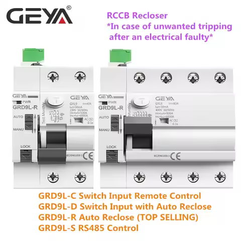 GRD9L-R Auto Reclosing Device Remote Control Circuit Breaker 2P 4P 40A 63A 30mA 100mA 300mA RCD 6KA 