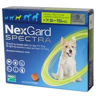 Nexgard Spectra 7.5-15kg (Removing Ticks, Scabies, Fleas, Endogenous Parasites) 1 Chewable Tablet.