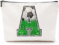 Softball Baseball Rugby Volleyball Soccer Gifts Initial Makeup Bag Monogrammed Letter A-Z Cosmetic B