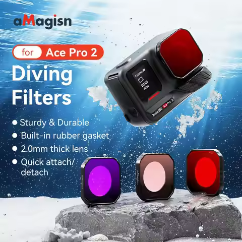 aMagisn Dive Filter for Insta360 Ace Pro 2 Red /Light Red/Magenta Filter Underwater Color Correction