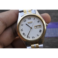 Second-Hand Japanese Vintage Watch SEIKO 7N43 9041 Roman Numeral Dial Men's Round Shape Quartz Syste