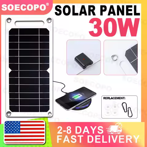 [Delivery within 2-8 days] 30W Portable Solar Charger Panel Dual USB Ports Fast Charging Power Bank 