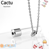 CACTUS Wishing Bottle, with Chain Fillable Glass Bottle Necklace, Transparent Glass Keepsake DIY Mem