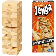 GZ Hasbro Jenga Classic Game พร้อมไม้เนื้อแข็งแท้บล็อกเกมซ้อนทาวเวอร์สำหรับ1หรือมากกว่าผู้เล่น ของแท