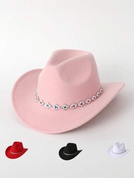 1頂 [牛仔帽] 女式時尚牛仔帽,為女士的戶外活動提供陽光防護帽,男女皆宜的邊緣帽,適用於舞台表演,爵士帽,德比帽