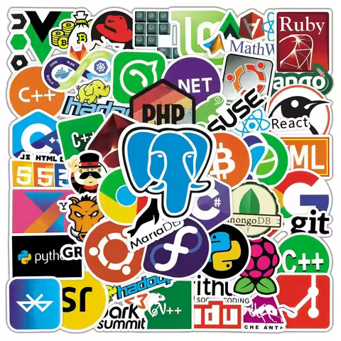 50pcs Cool Internet Programming Stickers Java php Docker Geek Html Bitcoin Vinyl Decals Phone Laptop