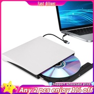 JR-External CD DVD +/-RW Drive, USB 3.0 &amp; USB-C Portable CD &amp; DVD ROM Burner Player Reader Writer Rewriter Disc Drive  Easy Install Easy to Use ,White