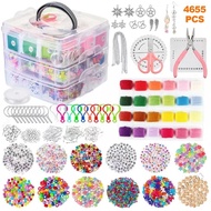 4655pcs ชุดเครื่องประดับลูกปัด Diy - สร้อยคอสร้อยข้อมือทำด้วยมือทำให้งานฝีมือสำหรับเด็ก