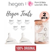 Original Hegen Teat 2pcs for Milk Bottle (Extra Slow/ Slow/ Medium/ Fast Flow/ Thick Feed), Puting