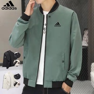 New Arrival Adidas Men's Jacket Casual Stand Collar Jackets Windproof Bomber jacket hitam jaket Lelaki