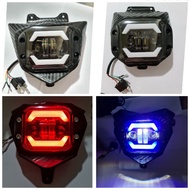 Headlamp reflector + carbon case klx crf wr 155 led daymaker plus eyebrow angel eyes headlight/ klx 