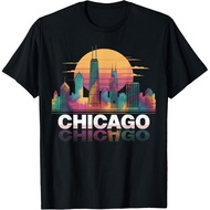 I Love Chicago Skyline Chicago City Tie Dye Souvenir Chicago Unisex T-Shirt