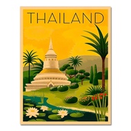 ภาพวาดผ้าใบท่องเที่ยวภูเก็ตไทยย้อนยุค - โปสเตอร์ตกแต่งผนังที่สดใสสำหรับบ้าน - ภาพจิตรกรรมฝาผนังที่สว