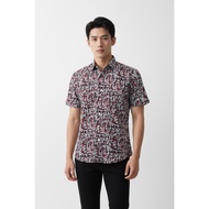KEMEJA MERAH ACCA Men's Slim Fit Short Sleeve Shirt with Abstract Pattern - Red & biru - 791112