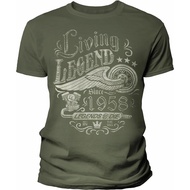 Men's cotton T-shirt 65th Birthday Shirt for Men - Living Legend 1958 Legends Never Die - 65th Birth
