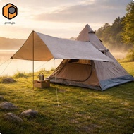 prettyia 3 Season Pyramid Tent Easy Setup Teepee Tent 210D Oxford Material for Families