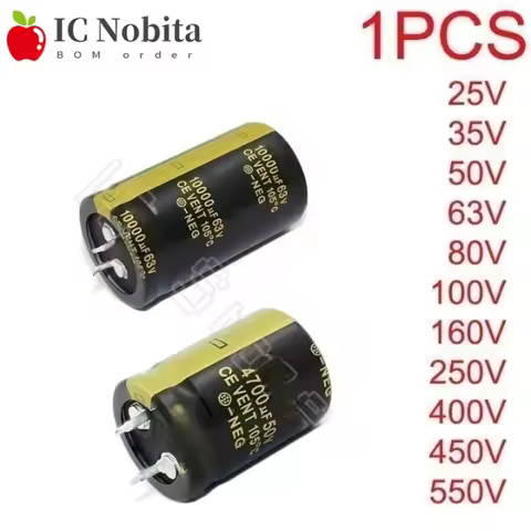1PCS Audio Electrolytic Capacitor 25V 35V 50V 63V 80V 100V 160V 250V 400V 450V 550V 2Pin High Freque
