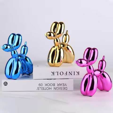 Resin Balloon Dog Sculptures Home Decor Dog Statue Desk Accessories Office Nordic Animal Decoration 