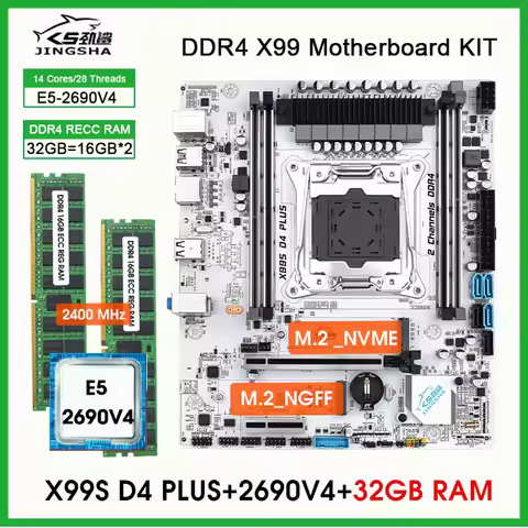X99 D4 Motherboard set with Kit Xeon E5 2690 V4 32GB(2*16GB) DDR4 2400MHZ RAM E5 2690V4 Motherboard 