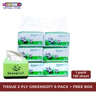 Greensoft Tissue 6 Pack | 130S 2 ply | Size 10 x 10 cm [FREE BOX] Tisu Tisu Gantung Tisu Murah