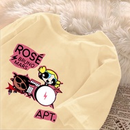 [SiSi Shop]Korean retro 100% cotton APT Powerpuff Girls print oversized T-shirt for women 888