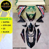 (STICKER TANAM/AIRBRUSH) RAPIDO COVER SET RS150R V1 SUPRA GTR-150 (2) BLACK