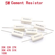 10pcs 5W 5% Cement Resistor Power Resistance 20K 22K 27K 30K 47K 51K 100K Ohm