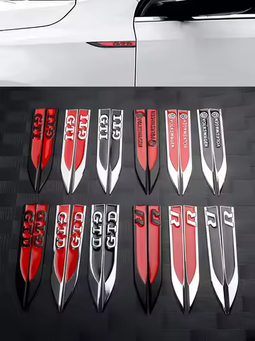 1 pair 3D Metal R Logo Emblem Car Body Stickers Decals For VW Golf 3 4 5 8 Polo MK8 GTI GTD R Tiguan