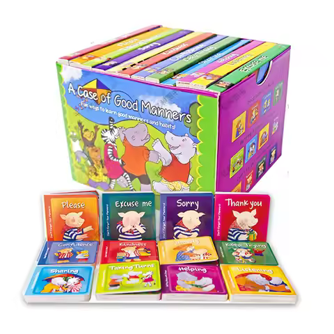 12 Books A Case of Good Manners English Board Book Children Educational Picture Story Mini Pocket Li
