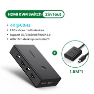 UGREEN HDMI KVM Switcher Box 4K60Hz 2 IN 1 OUT Ultra HD HDMI for Monitor Sharing Model:15166