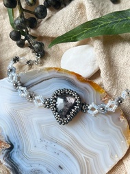 銀線石 金運石 手鏈 玻璃米珠x天然石 串珠手鏈