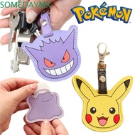 SOMEDAYMX Pikachu Access Card Holder, Leather Keyring Pokemon Cat Keychain, Cartoon Creative Kawaii 