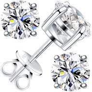 Moissanite Earrings for Men Women, 0.2ct-3.0ct Men 925 Sterling Silver Earrings, Round Cut Diamond S