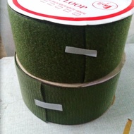 velcro perekat warna hijau army 10cm 1 set ( dapat kasar dan halus)