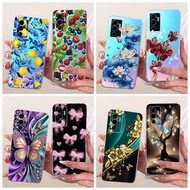 6.44" For Vivo V23e 4G 5G Case V2126 Popular Flower Soft Clear Silicone Phone Case Bag on Vivo Y75 4