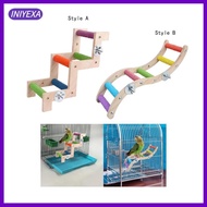 [Iniyexa] Bird Cage Ladder Bird Perches for Cage Cage Accessories Wood Parrot Climbing Ladder for Sm